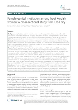 FGM Among Iraqi Kurdish Women: A Cross-Sectional Study From Erbil City (BMC Public Health, 2013)